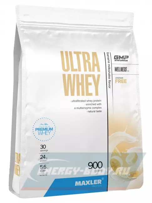  MAXLER Ultra Whey 900 г, Молочный коктейль с бананом