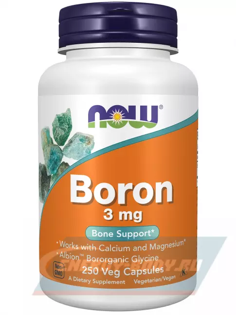  NOW FOODS Boron 3 mg 250 веган капсул