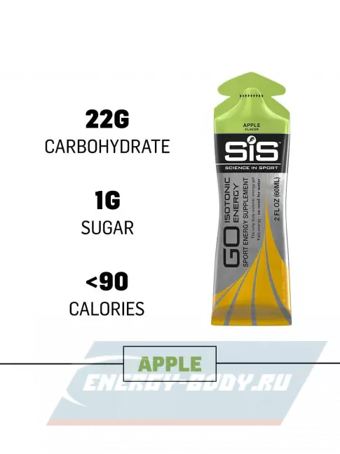 Энергетический гель SCIENCE IN SPORT (SiS) GO Isotonic Energy Gels 21 x 60 мл, Яблоко Энергетический гель SCIENCE IN SPORT (SiS) GO Isotonic Energy Gels 21 x 60 мл, Яблоко
