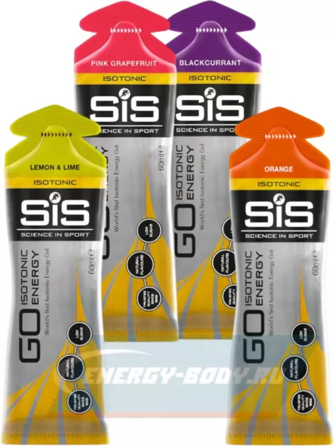 Энергетический гель SCIENCE IN SPORT (SiS) GO Isotonic Energy Gels 4 x 60 мл, Микс №12