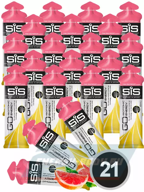 Энергетический гель SCIENCE IN SPORT (SiS) GO Isotonic Energy Gels 21 x 60 мл, Розовый грейпфрут