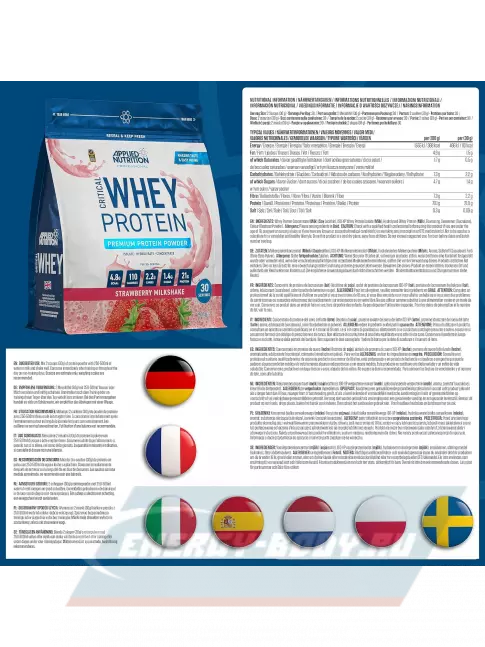  APPLIED NUTRITION CRITICAL Whey 900 г, Клубничный молочный коктейль