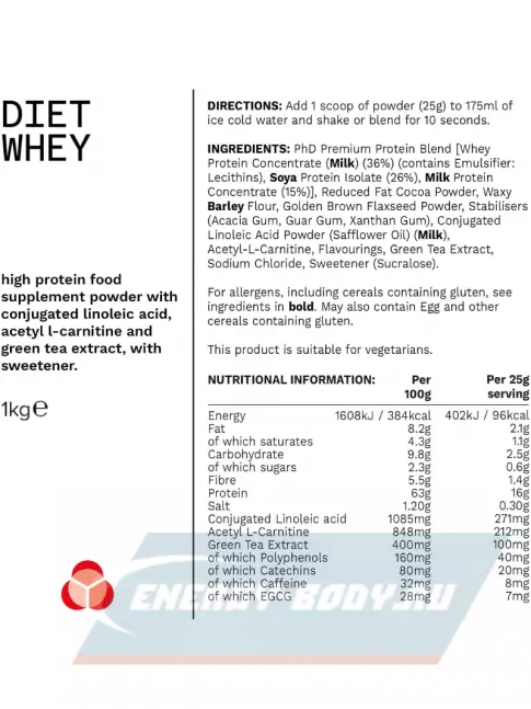  PhD Nutrition Diet Whey Lean protein Powder 1000 г, Банан