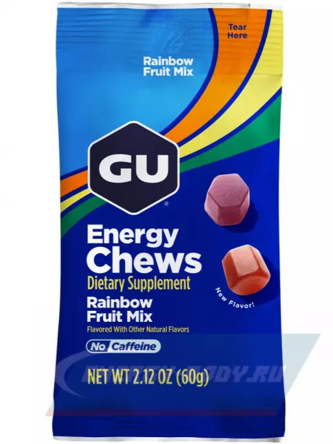 Восстановление GU Energy Labs Мармеладки Energy Chews no caffeine 6 x 60 г, Радужный фруктовый микс
