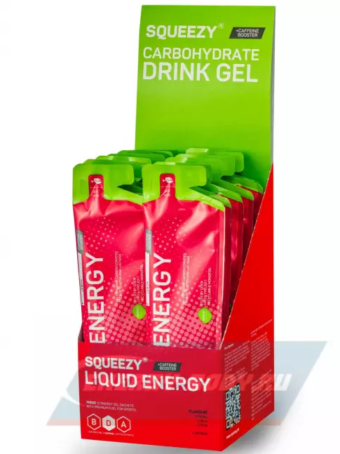 Энергетический гель SQUEEZY SUPER DRINK GEL 60mg caffeine 12 x 60 мл, Лимон+Кофеин
