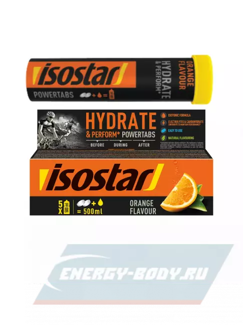  ISOSTAR Изотонический напиток Powertabs 3 банка x 5 порций, Апельсин