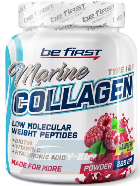 COLLAGEN Be First Marine Collagen + Biotin + Hyaluronic acid + Vitamin C 225 г, Малина
