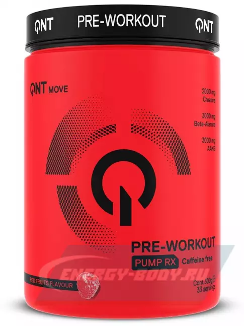 Предтерник QNT Pre-Workout Pump RX no caffeine 300 г, Красные фрукты Предтерник QNT Pre-Workout Pump RX no caffeine 300 г, Красные фрукты