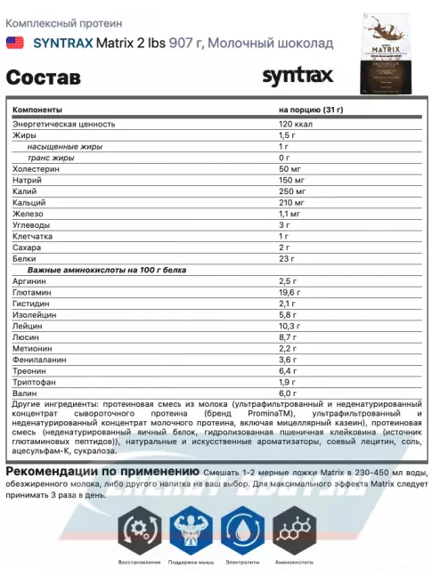  SYNTRAX Matrix 2 lbs 907 г, Молочный шоколад