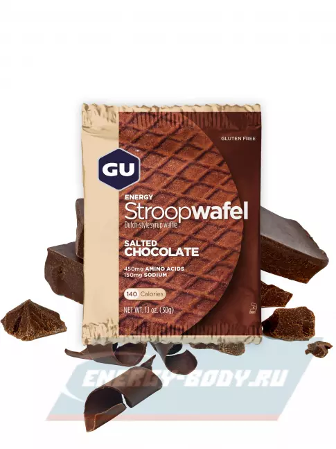 Батончик энергетический GU ENERGY GU ENERGY STROOPWAFEL no caffeine 3 x 32 г, Соленый шоколад