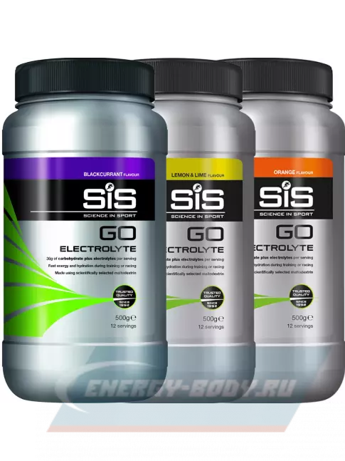  SCIENCE IN SPORT (SiS) GO Electrolyte Powder 3 x 500 г, Черная смородина, Лимон-лайм, Апельсин