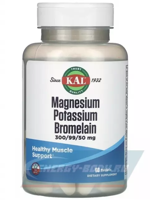  KAL Magnesium Potassium Bromelain 60 таблеток