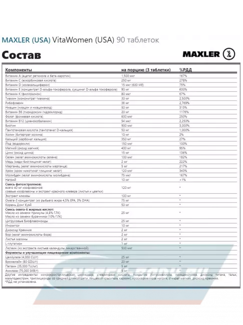  MAXLER Vita Women and Men Витамины и минералы 2 х 90 таблеток, Микс