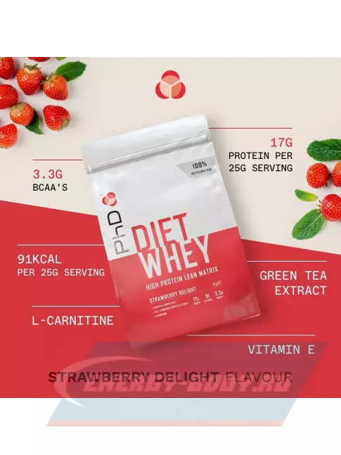  PhD Nutrition Diet Whey Protein 1000 г, Восхитительная клубника