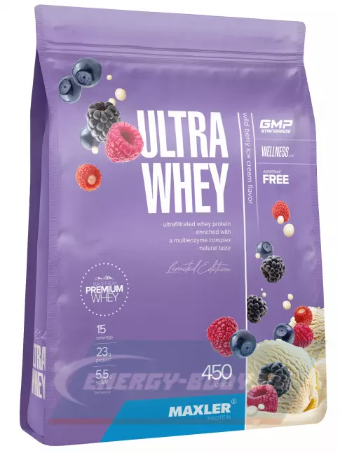  MAXLER Ultra Whey 450 г, Мороженое с лесными ягодами