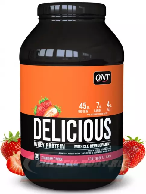  QNT DELICIOUS WHEY PROTEIN POWDER 908 г, Клубника