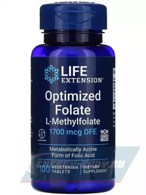  Life Extension Optimized Folate 1700 mcg DFE 100 вегетарианских капсул
