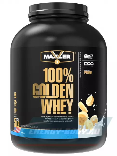 MAXLER 100% Golden Whey 2270 г, Банановый крем MAXLER 100% Golden Whey 2270 г, Банановый крем