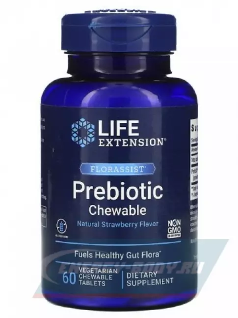  Life Extension Prebiotic Chewable FLORASSIST 60 вегетарианских жевательных таблеток