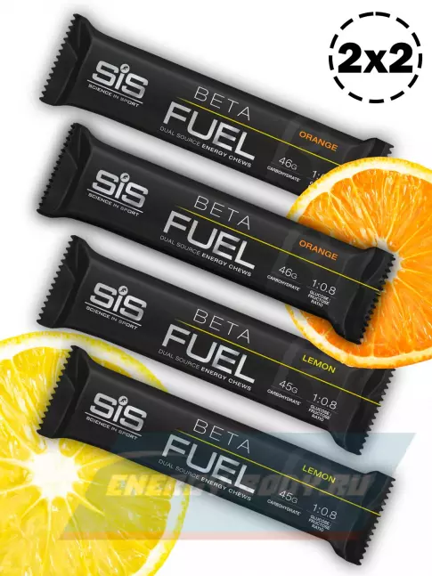 Восстановление SCIENCE IN SPORT (SiS) BETA FUEL ENERGY CHEW (Жевательный) 4 x 60 г, Лимон, Апельсин