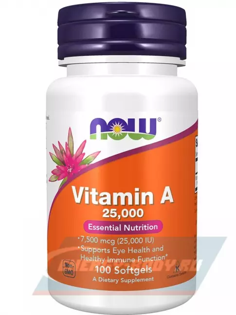  NOW FOODS Vitamin A 25000IU from Fish Liver Oil 100 гелевые капсулы