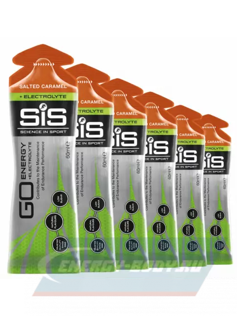 Энергетический гель SCIENCE IN SPORT (SiS) Go Energy + Electrolyte Gels 6 x 60 мл, Соленая карамель