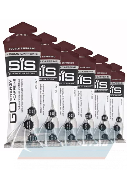 Энергетический гель SCIENCE IN SPORT (SiS) GO Energy 150mg caffeine 6 x 60 мл, Двойной эспрессо