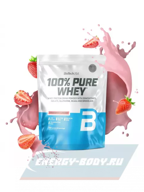  BioTechUSA 100% Pure Whey 1000 г, Клубника
