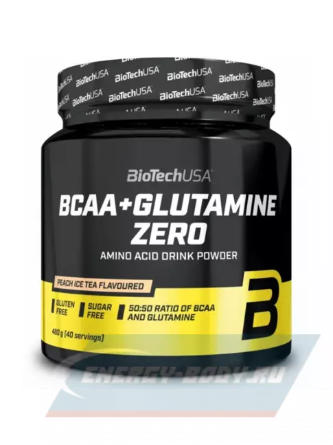 Аминокислотны BiotechUSA BCAA + Glutamine Zero 480 г, Персиковый холодный чай