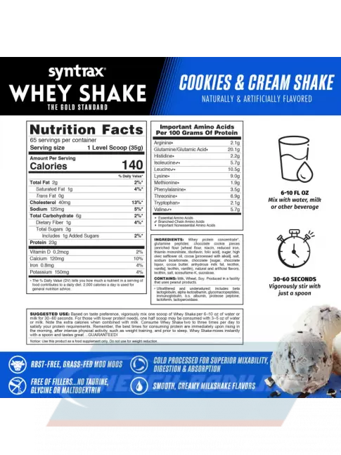  SYNTRAX Whey Shake 2270 г, Коктейль с печеньем и сливками