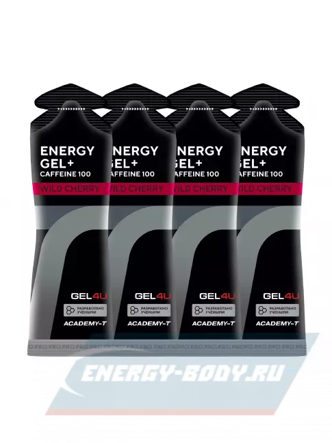 Энергетический гель GEL4U Energy GEL + Caffeine 100 4 x 60 г, Вишня