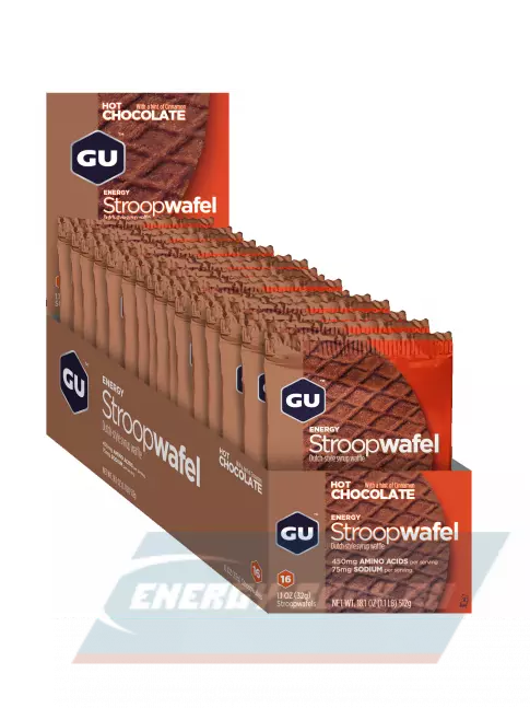 Батончик энергетический GU ENERGY GU ENERGY STROOPWAFEL no caffeine 16 x 32 г, Горячий шоколад