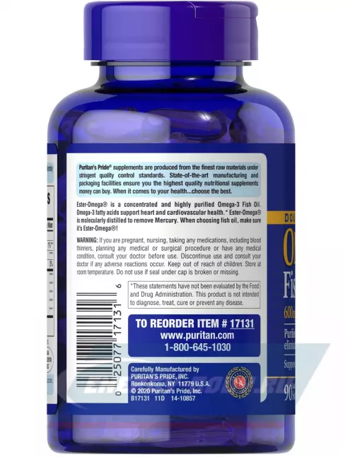 Omega 3 Puritan's Pride Omega-3 Fish oil 1200 mg 90 капсул