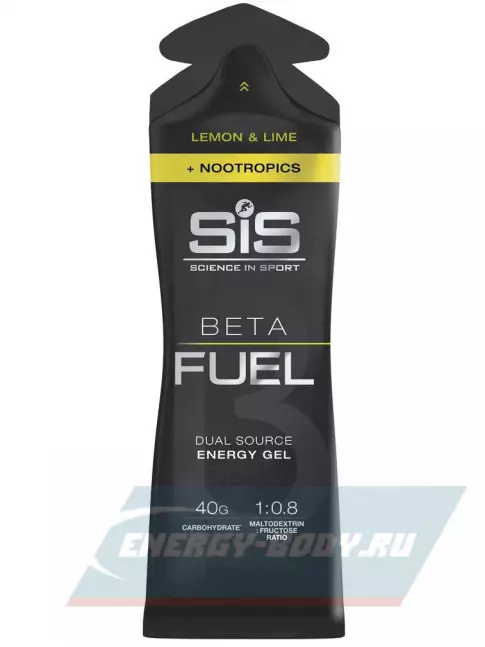 Энергетический гель SCIENCE IN SPORT (SiS) BETA FUEL + Nootropics 60 мл, Лимон - Лайм