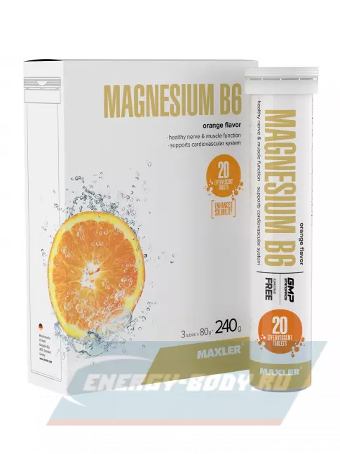  MAXLER Magnesium B6 3 x 20 шипучих таблеток, Апельсин