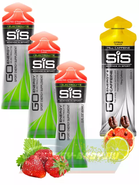 Энергетический гель SCIENCE IN SPORT (SiS) GO Energy MIX-31 4 x 60 мл, Солёная Клубника, Цитрус