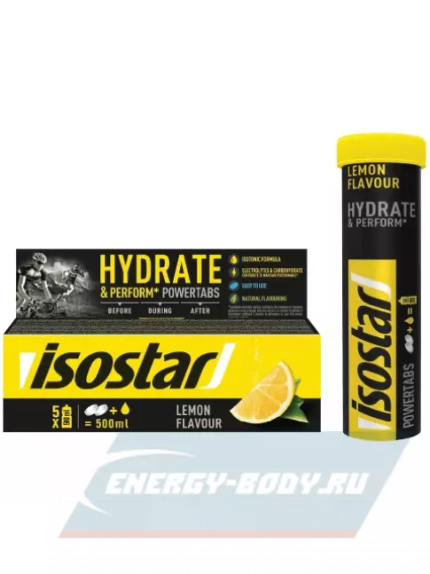  ISOSTAR Изотонический напиток Powertabs 1 банка x 5 порций, Лимон