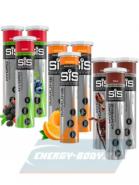  SCIENCE IN SPORT (SiS) GO Hydro Tablet 20s_3 9 x 20 таблеток, Ягоды, Апельсин, Кола