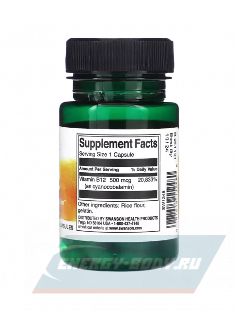  Swanson Vitamin B12 500 mcg 30 капсул