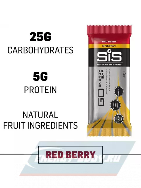 Батончик энергетический SCIENCE IN SPORT (SiS) Go Energy Bar 40 г, Красные ягоды