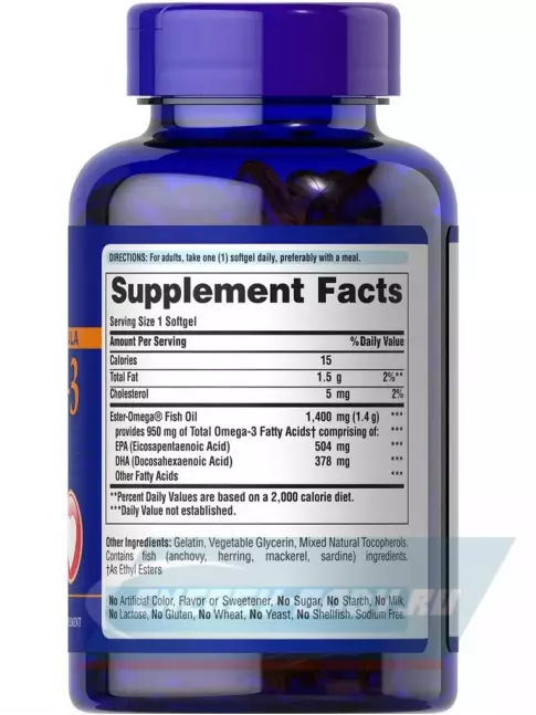 Omega 3 Puritan's Pride Omega-3 Fish Oil 90 капсул