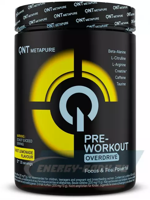 Предтерник QNT Pre-Workout Overdrive 390 г, Сладкий лимонад