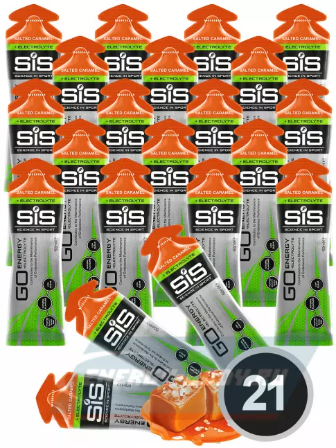 Энергетический гель SCIENCE IN SPORT (SiS) Go Energy + Electrolyte Gels 21 x 60 мл, Соленая карамель