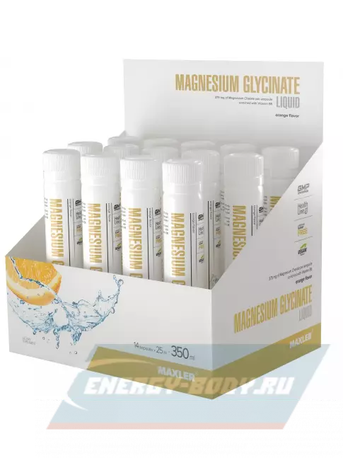  MAXLER Magnesium Glycinate Liquid 14 x 25 мл, Апельсин