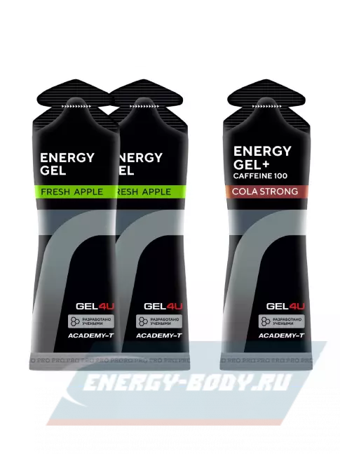 Энергетический гель GEL4U Energy Gel MIX 3 x 60 г, Яблоко, Кола
