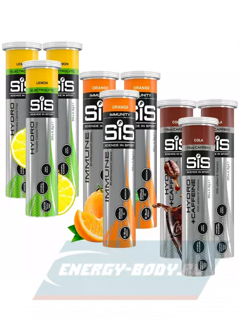  SCIENCE IN SPORT (SiS) GO Hydro Tablet 20s_3 9 x 20 таблеток, Лимон, Апельсин, Кола