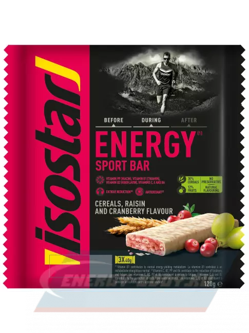 Батончик энергетический ISOSTAR High Energy 3 x 35 г, Клюква