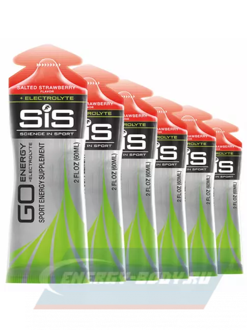 Энергетический гель SCIENCE IN SPORT (SiS) Go Energy + Electrolyte Gels 6 x 60 мл, Солёная Клубника