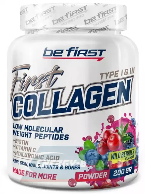 COLLAGEN Be First First Collagen + hyaluronic acid + vitamin C (коллаген с гиалуроновой кислотой и витамином С) 200 г, Лесные ягоды