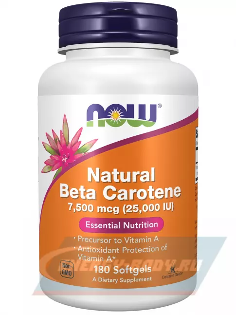 NOW FOODS Natural Beta Carotene 25000IU 180 гелевых капсул